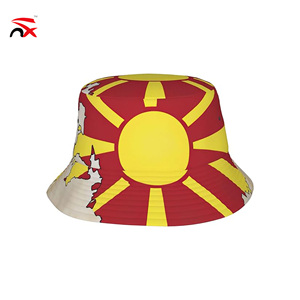Chapeau Bob Personnalisé en Polyester avec Impression Numérique Drapeau de la Macédoine du Nord pour Supporters de Football, Idéal pour Événements et Jours Nationaux – Vente en Gros - Product Image 2