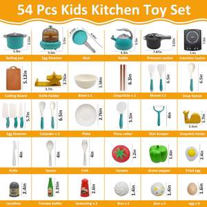 54 pezzi per bambini che giocano a cucina e cibo Set di pentole per cucinare giocattoli a induzione elettronica cucina cibo giocattoli per ragazze ragazzi - Product Image 2