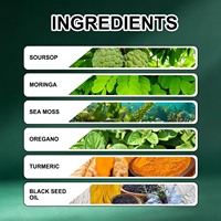 Gouttes liquides de corossol, moringa, mousse de mer, oignon d'oreille-de-zebre, curcuma et huile de nigelle 60ml – Complément alimentaire OEM Marque Privée