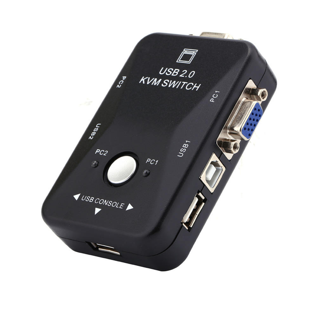 2 Port USB VGA KVM Switch Box Without Cables for Computer PC Sharing Monitor Keyboard Mouse