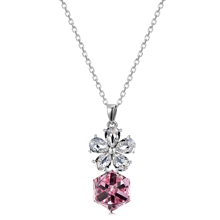Brass with 18k White Gold Plated-Pink