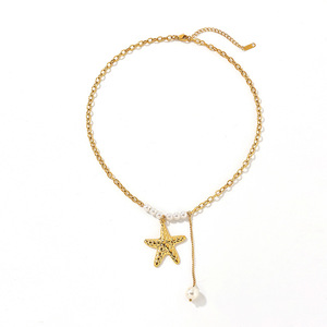 Collar de Perlas con Estrella de Mar Chapado en Oro, Estilo Europeo, para Uso Diario - Product Image 5