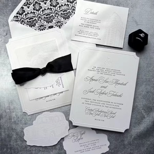 Invitations de mariage de luxe personnalisées, dorées à chaud, avec enveloppes et RSVP - Product Image 6