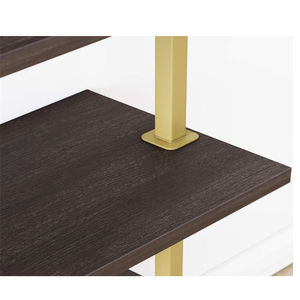 5 מדף סולם כוננית עם פליז מתכת מסגרת כהה אלון זהב לבן הקמעונאי קיר מדף - Product Image 6