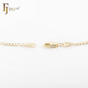 שרשרת פיגארו קלאסית בסגנון איטלקי מצופה זהב 14 קראט על בסיס פליז, 2.4 מ\\\"מ+ FJ Fallon תכשיטי אופנה - Product Image 2