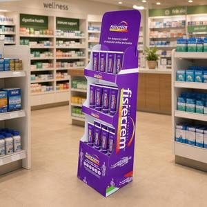 Expositor de Cartón de 3 Niveles Personalizado con Orificios Troquelados para Tubos de Crema, Promoción en Tiendas Farmacéuticas - Product Image 2
