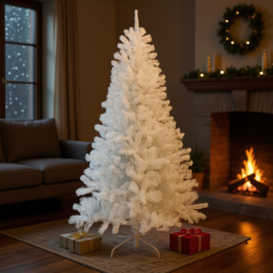 ต้นคริสต์มาสประดิษฐ์ สูง 6 ฟุต สีขาว สำหรับตั้งในร่ม น้ำหนักเบา ติดตั้งง่าย ไม่รวมไฟ D0100HABYQA - Product Image 2