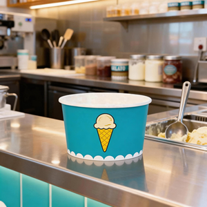 Carino Mini 3oz 5oz 8oz gelato frappè gelato gelato bicchieri di carta riciclabile deserto piccolo Yogurt tazza per imballaggio di carta con coperchio cucchiaio - Product Image 5