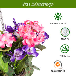 HL-56 घर की सजावट नकली फूल की टोकरी में कृत्रिम उव प्रतिरोधी फूलों की टोकरी में - Product Image 5