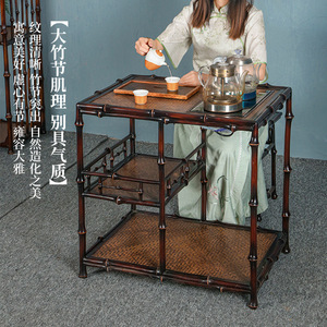 Chinese Style <b>Bamboo</b> Tea <b>Table</b> With Storage Shelf For Living Room Home Use - Product Image 4