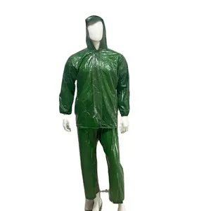 공장 저렴한 가격 플라스틱 녹색 색상 100% 방수 성인 비옷 레인 코트