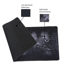 Alfombrilla de Ratón para Juegos Personalizada, Antideslizante, de Goma Natural, Resistente al Agua, Extragrande, con Mapa del Mundo Negro
