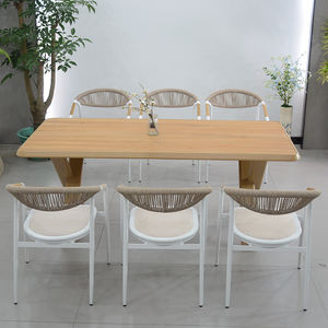 Outdoor Nordic Aluminum Alloy Telescopic <b>Dining</b> Table and Chair Set for 6 Garden Balcony Patio Use - Product Image 1