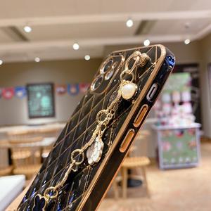 Ins — coque de téléphone à grilles, élégante et avec Bracelet à quatre feuilles, pour iPhone 11 12 13 Pro Max - Product Image 5