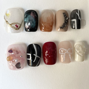 Uñas Postizas 3D Kawaii de Lujo, Hechas a Mano, con Diseño de Ojo de Gato y Perla, Cortas y Redondas, Paquete de 10 Unidades, Venta al Por Mayor - Product Image 3