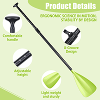 Pagaie gonflable vert citron pour SUP, rame haute performance vert acide avec technologie anti-torsion à rainure en U, rame flottante en 3 sections