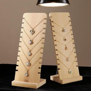 Solid Wood Jewelry Display Rack Necklace Holder Multi Layer Stand For Pendant Display - Product Image 2