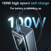 Batterie externe portable à affichage numérique et charge rapide, avec câble intégré, grande capacité, équipement d'alimentation mobile