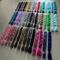 Rambut sintetis jumbo braiding hair bulk grosir 48 inci, tekstur lurus YAKI, serat tahan panas, sudah diregangkan, ekstensi tunggal.