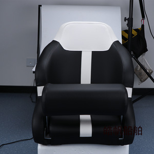 Asiento de Piloto para Yate, con Control de Dirección, en Cuero Blanco y Negro, Protección Solar para Exteriores - Product Image 1