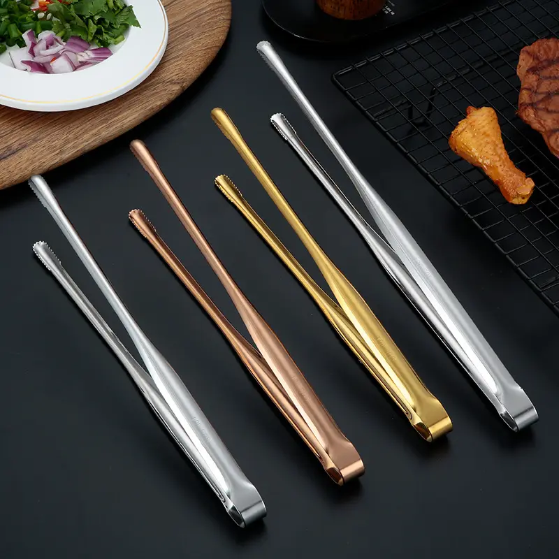 Kitchen Gadgets 304 Stainless Steel Food Bread Tong Korean BBQ Barbecue Clip Restaurant Self-Service Barbecue Tongs