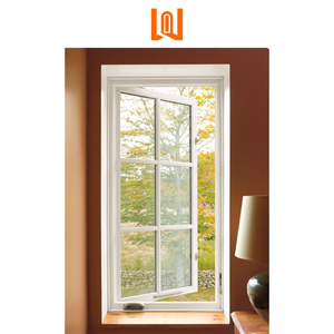 Fenêtres en PVC certifiées CE WANJIA, design quadrillé, pour villa, fenêtres à battants à <span class=keywords><strong>double</strong></span> <span class=keywords><strong>vitrage</strong></span>, isolation thermique standard, fenêtres en PVC - Product Image 1