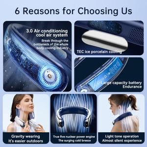Hands-Free Hanging Neck Fan Rechargeable Low Noise Personal Air Cooler for Camping, Travel & Outdoor Sports - Product Image 6