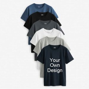 Design Wholesale Custom Your Brand Logo 100% Cotton Printing Men's T-Shirts Short <b>Sleeve</b> Plain Casual - Product Image 5