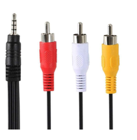 Câble audio vidéo stéréo AUX 3,5 mm mâle vers 3 RCA mâle pour smartphones, MP3, tablettes, enceintes, home cinéma