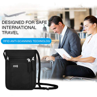 Dompet Passport Ringan Ultra Tipis Anti-RFID dari Nilon dengan Rantai, Desain Logo Kustom, untuk Perjalanan