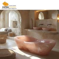 Baignoire sur Mesure en Onyx Rose Irrégulier Cotrustone pour Appartement et Villa