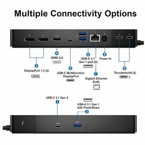 Station d'accueil <span class=keywords><strong>Thunderbolt</strong></span> 4 Dell WD22TB4 avec alimentation modulaire 180W 130W et prise en charge des affichages 4K 8K doubles - Product Image 2