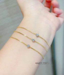 Xinfly Pulsera de Cadena Cubana de Oro de 18K con Diamante de Laboratorio de 0.2 CT, Cuatro Garras, Seis Garras, Trébol de la Suerte, Regalo - Product Image 4