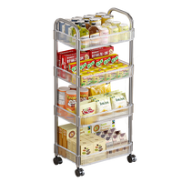 Chariot de rangement portable multi-niveaux en PET, pliable et coulissant, pour cosmétiques et articles de salle de bain, étagère de rangement multifonctionnelle