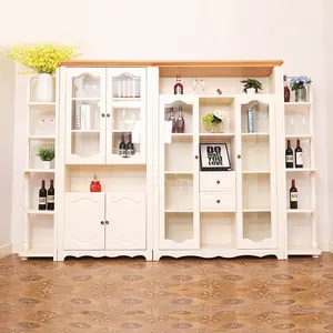 Wholesale Mediterranean style Customizable Ivory White Color Study Room Furniture Solid Wood Bookcases