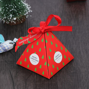 Custom Logo Small Mini Paper Packaging Merry <strong>Christmas</strong> Pyramid Candy Gift <strong>Present</strong> Favour <strong>Box</strong> - Product Image 3