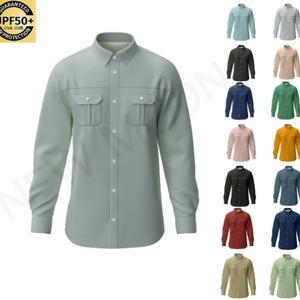 เสื้อ UPF 50 แห้งเร็ว ระบายอากาศได้ดี เสื้อผ้าตกปลา สีพื้นเรียบ แขนยาวสำหรับผู้ชาย ตาข่ายระบายอากาศ ป้องกันรังสียูวี เสื้อฮู้ดดี้ - Product Image 1