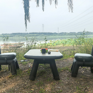 Juego de mesa y sillas para acampar al aire libre cuadrado de diseño moderno ecológico ligero plegable de PVC - Product Image 4