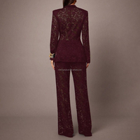 Ensemble de costume blazer en dentelle sur mesure pour femmes, pour événements formels, pantalon de soirée, tenue de soirée pour femmes