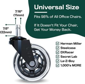 Heavy Duty Office Chair <span class=keywords><strong>Caster</strong></span> Wheels Rodízios transparentes premium para móveis - Product Image 5