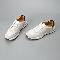 Chaussures de sport décontractées minimalistes et légères à lacets en cuir de vachette véritable, design polyvalent et confortable pour le printemps et l'hiver