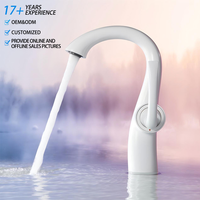 Grifo de Lavabo Monomando de Latón Blanco Lechoso para Baño, Mezclador de Agua Fría y Caliente para Uso en Hoteles y Hogares