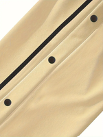 Pantalon de survêtement décontracté pour homme en polyester avec détails boutonnés, tissu tricoté couleur unie, coupe droite, taille élastique