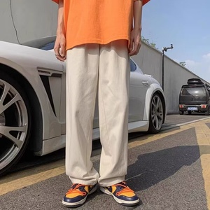 Pantalons décontractés amples en coton pour hommes, tendance automne 2025, pantalons à jambes droites de couleur unie, pantalons à jambes larges tendance pour hommes - Product Image 5