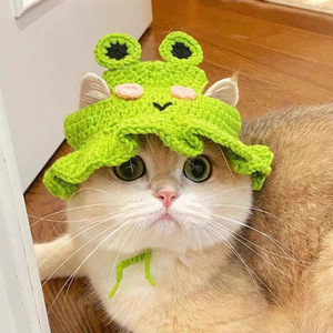 Pet Costume Puppy Beanie Cat Accessories Fashion Outfit Small Animal Knitted Out of Yarn Crochet Cat Hats - Product Image 3