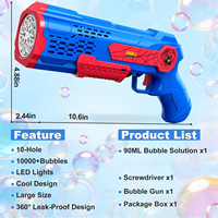 Pistolet à bulles automatique avec 10 000+ bulles par minute, lumières LED et conception anti-fuite, jouet d'été pour enfants, machine à bulles pour l'extérieur