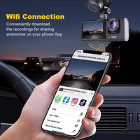Cámara para Auto, Caja Negra, Grabación en 1080p, 3 Canales (Frontal, Trasera e Interior), WiFi, Sensor G, Grabación en Bucle, Visión Nocturna, DVR Full HD