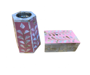 Juego de caja de quemador de incienso de nácar perfumado de rosa de alta calidad, portavelas árabe hecho a mano Bakhoor Mubkhara DE LA India - Product Image 5