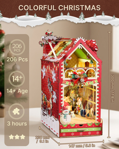 Puzzle 3D en bois DIY, maison miniature à assembler, modèle de Noël, jouet éducatif, puzzle de coin de lecture lumineux de haute qualité pour enfants et adultes - Product Image 3