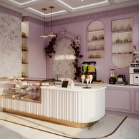 Vitrine transparente de style luxueux et mignon avec éclairage LED pour desserts, café, avec un design de desserts exquis